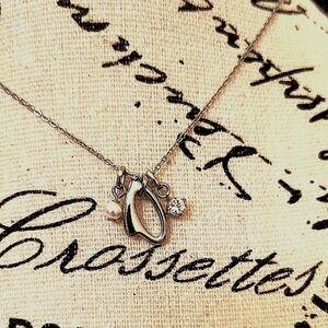 Fossil Elegant Stainless Necklace with Rhinestone Pendant